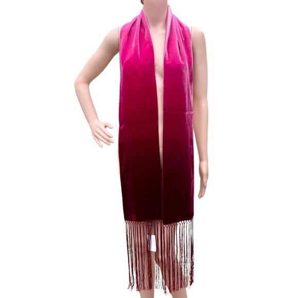 Banana Republic Long Scarf Pink Ombre Wrap Fringe Shawl Silk Blend - Picture 3 of 4